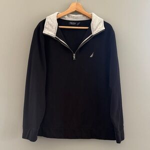 Nautica Black/Light Grey Half Zip Fleece Pullover XL